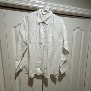 J. Jill Love Linen Button Up Shirt in White - Size Medium